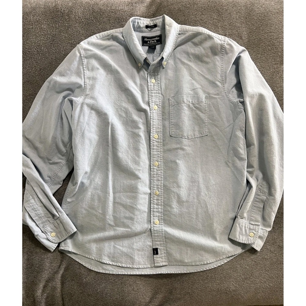 Vintage Abercrombie & Fitch Muscle Light Wash Denim Button Down Shirt Mens Large